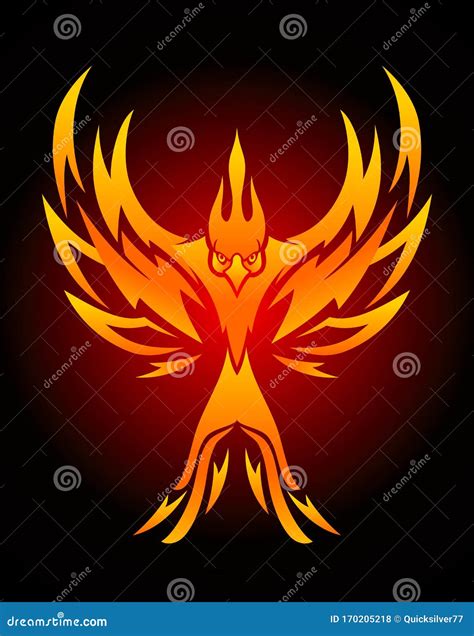 Dark Background Phoenix Bird Symbol Stock Vector - Illustration of creature, glare: 170205218