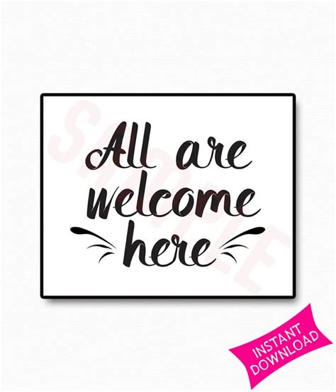 All Are Welcome Here Printable Sign Inclusive Sign for Cafe - Etsy