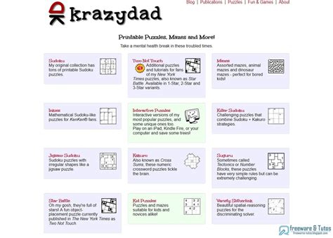 Krazydad : des milliers de jeux de logique et de réflexion gratuits (puzzle, sudoku, labyrinthe ...