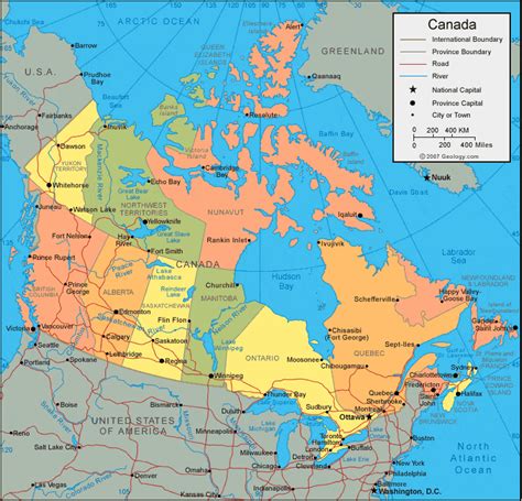 Physical Map of Canada