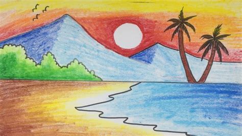 Waterfall Scenery Drawing with Color Pen | Drawing scenery, Drawing ...