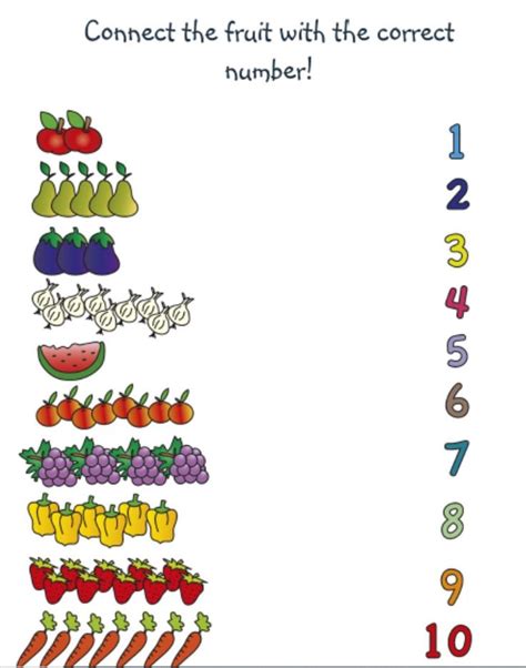 Veg-Fruit Number Match - Interactive worksheet in 2020 | Kindergarten ...