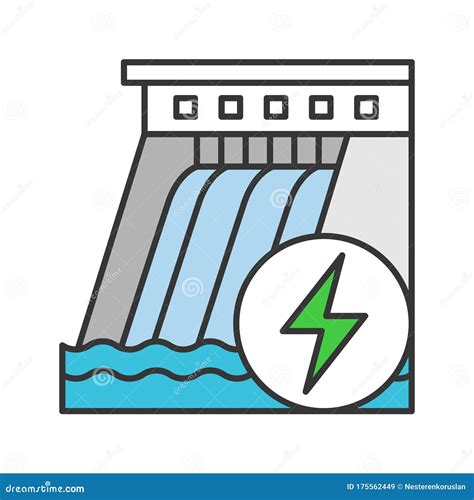 Hydroelectric Dam Color Icon Vector Illustration | CartoonDealer.com ...