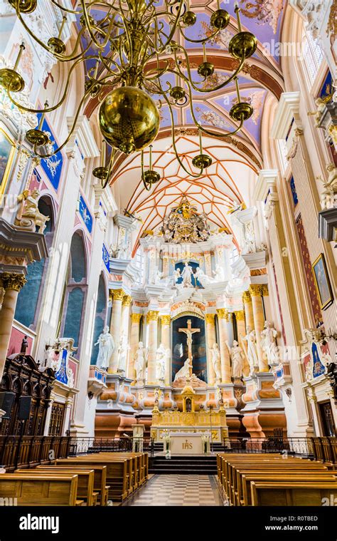 Interior Cathedral Basilica of apostles St. Peter and St. Paul. Kaunas ...