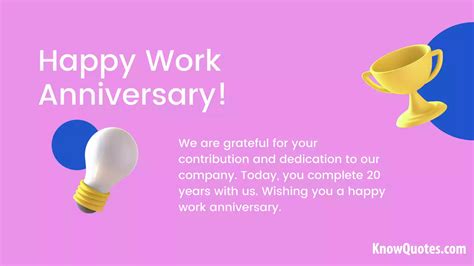 20TH Year Work Anniversary Quotes | KnowQuotes.com