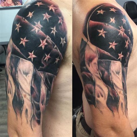 Billowing American Flag in black and gray by eweezy at Tattoo ...