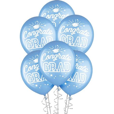 Powder Blue Congrats Grad Latex Balloons, 12in, 15ct | Party City