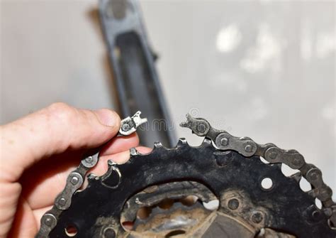 The Broken Bicycle Chain. Repair on Cycling Stock Photo - Image of ...