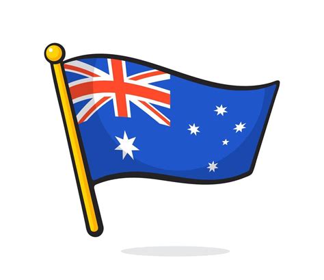 Cartoon illustration of flag of Australia on flagstaff 17505832 Vector Art at Vecteezy