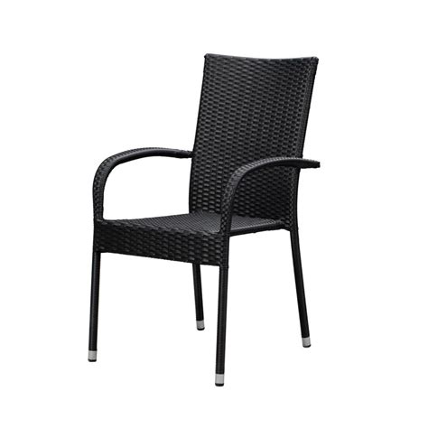 Patio Sense Morgan Stacking Resin Wicker Outdoor Dining Chair in Black (4-Pack)-63166 - The Home ...