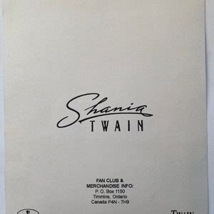 Vintage Shania Twain Fan Club Member Merchandise Defunct Fan Club Swag ...