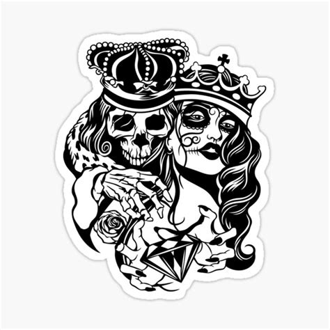 "Skull King and Queen" Sticker for Sale by DuperCut | Redbubble