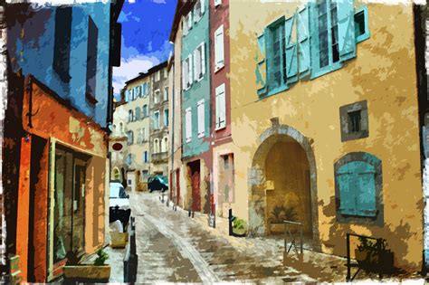 Street Scene Painting Free Stock Photo - Public Domain Pictures
