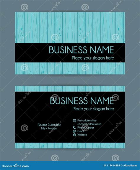 Business Card Wooden Texture. Vector Set. Stock Vector - Illustration of blue, modern: 119414894