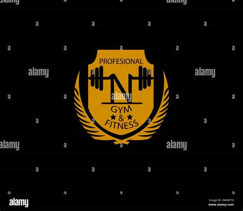 Initial N monogram alphabet with a barbell. Lifting vector logo design. Vector logo for ...