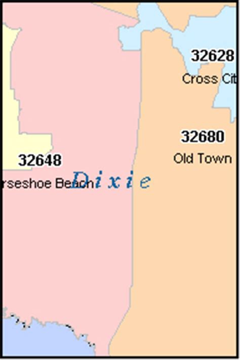DIXIE County, Florida Digital ZIP Code Map