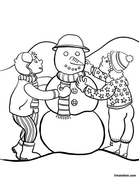 Dessin à colorier, bonhomme de neige | Marie-Loïc Sénamaud