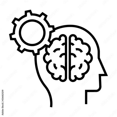 Human brain with gear symbol. Rational thinking icon. Logical reasoning ...