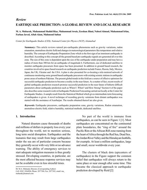 (PDF) Earthquake Prediction: A global review and local research