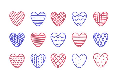 Flat, doodle sketch hand drawn heart icons illustration set 25551374 ...