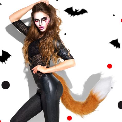 Faux Fur Tail Fancy Dress Furry Tails Adjustable Animal Tail for ...