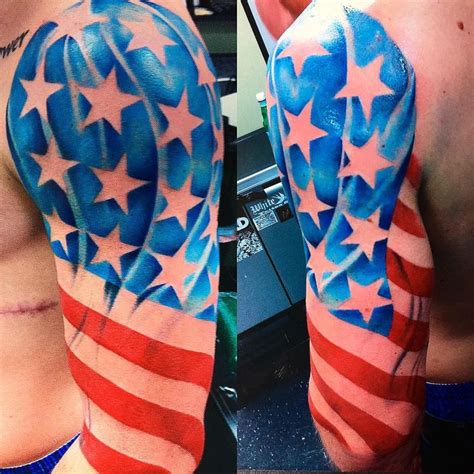 85+ Best Patriotic American Flag Tattoos — I Love USA (2019) | American flag, Shoulder sleeve ...