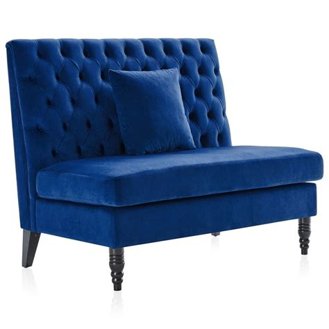 Belleze Settee, Blue Velvet - Walmart.com | Settee bedroom, Living room ...