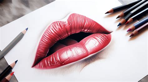 Lip Pencil The Lips Are Drawn With Colored Pencils Backgrounds | PSD ...