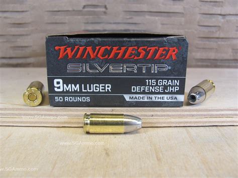 50 Round Box - 9mm Luger 115 Grain Winchester Silver Tip Defense Hollow Point Ammo - W9ST50 ...