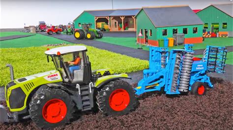 BRUDER Tractors for CHILDREN 🚜 Claas Xerion 5000 + Seeder 🚜 Bruder Toys Kid Video - YouTube