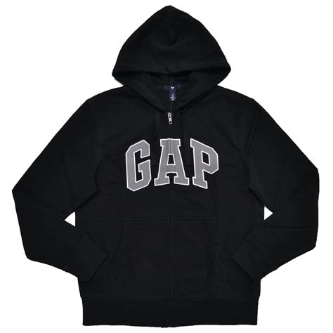 GAP Mens Fleece Arch Logo Full Zip Hoodie (S, Black) - Walmart.com