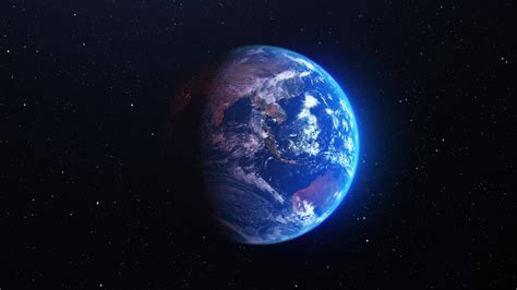 3d planet earth moving away animation. Space Zoom spinning view ...