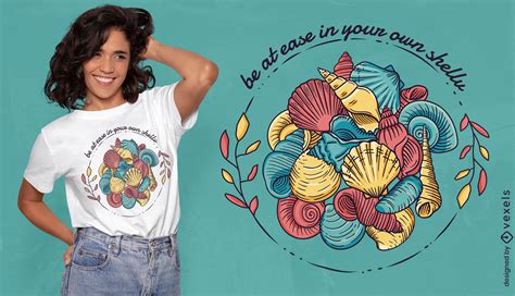 Colorful Seashells Peaceful T-shirt Design Vector Download