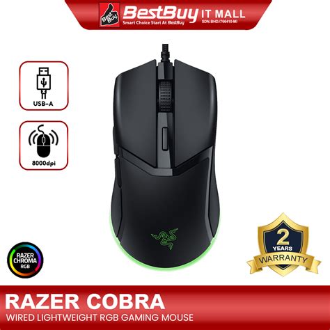 RAZER COBRA LIGHTWEIGHT WIRED RGB GAMING MOUSE (RZ01-04650100-R3M1)