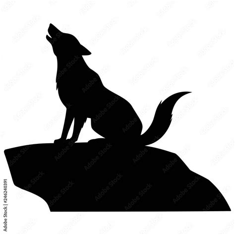 Wolf Howling on Rock - A vector cartoon illustration of a Wolf Howling ...