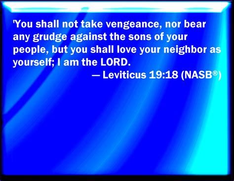 Leviticus 19:18 You shall not avenge, nor bear any grudge against the children of your people ...