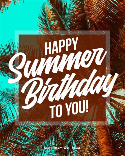 Free Summer Happy Birthday Image with Palm Tree - birthdayimg.com