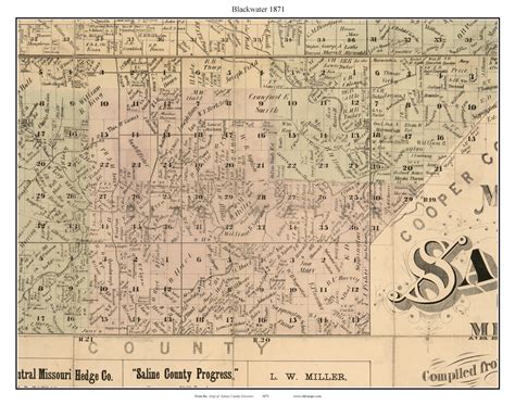 Blackwater - Salt Fork, Missouri 1871 Old Town Map Custom Print Saline ...