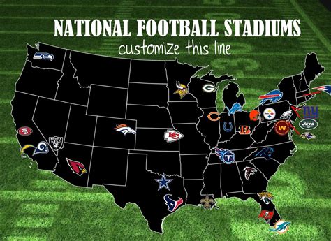 Custom NFL Football Stadium Travel Map 32 stadiums/pushpin | Etsy