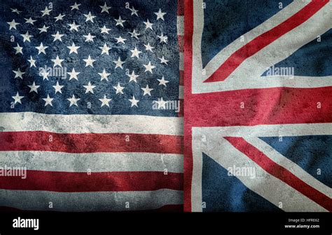 Mixed Flags of the USA and the UK. Union Jack flag.Flags of the USA and the UK Divided ...