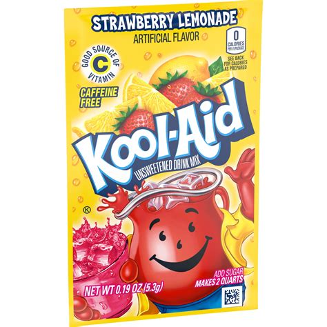 Kool-Aid Unsweetened Strawberry Lemonade Powdered Drink Mix, Caffeine ...