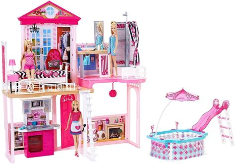 Barbie Dream House & Pool Gift Set with Three Dolls 31 Inches Tall ...