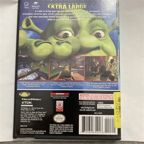 SHREK: EXTRA LARGE (Nintendo GameCube, 2002) Not Tested Cleaned In JFJ ...