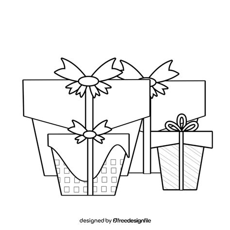 Gift boxes illustration black and white clipart free download