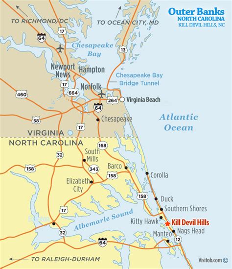 Map of Kill Devil Hills, NC | Visit Outer Banks | OBX Vacation Guide