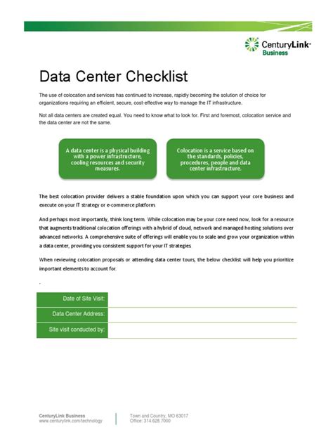 Data Center Checklist Po150692 | PDF | Data Center | Service Level ...