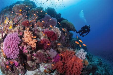 Premium AI Image | Scuba diving on a beautiful colorful tropical coral reef