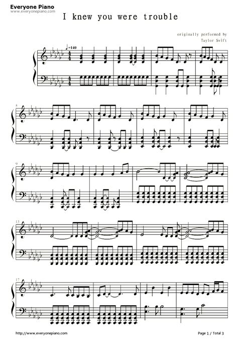 I Knew You Were Trouble Piano Sheet Music - lahgupics