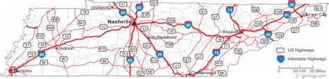 State Map Of Tennessee Showing Cities - Printable Map