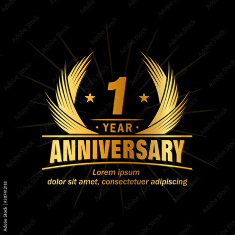 1 year logo design template. Anniversary vector and illustration template. Stock Vector | Adobe ...